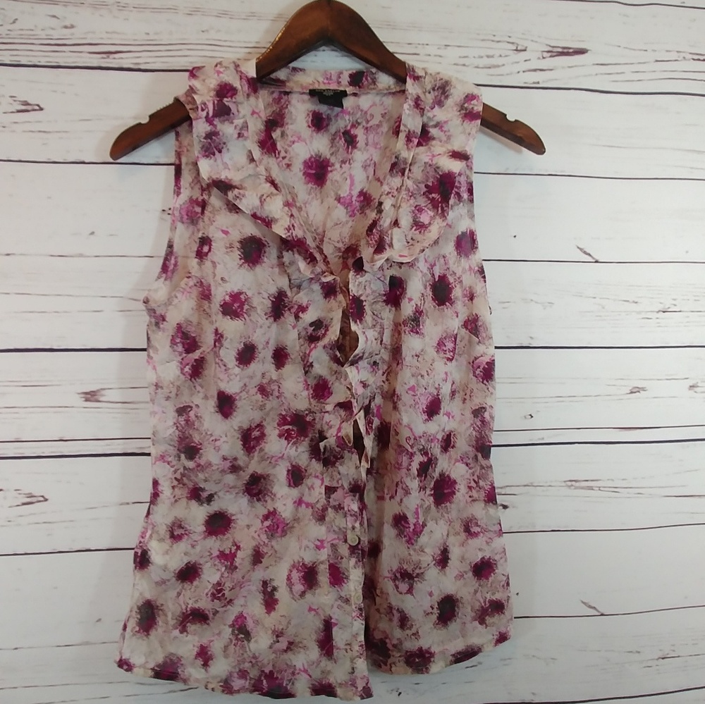 Ann Taylor Petite Purple Print Sleeveless Top